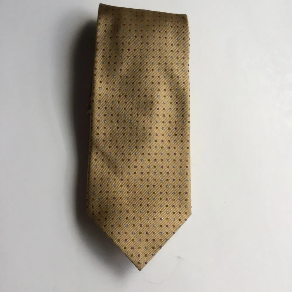 Rooster Mens Neck Tie 100% Silk Yellow Speckled 59